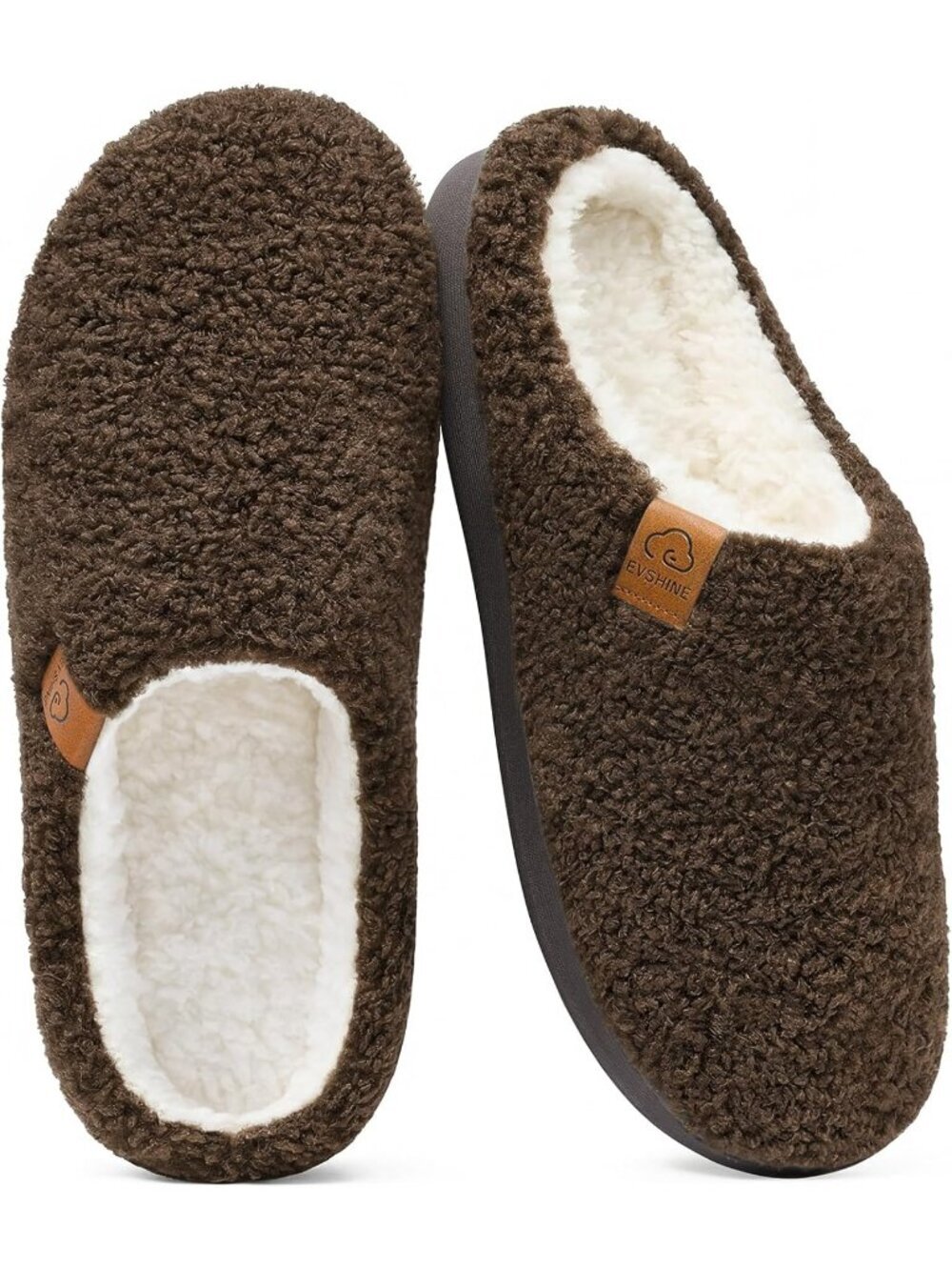 Women Coffee Pull-On Curly Fleece House Shoes Warm Indoor Outdoor Fuzzy Slippers